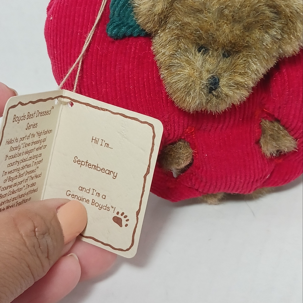Boyds Bear QVC Calendar monthly Peeker Septembeary September Red Apple - Picture 3 of 6